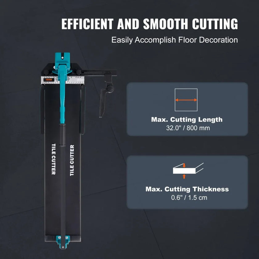 VEVOR Manual Tile Cutter, 32 inch, Porcelain Ceramic Tile Cutter with Tungsten Carbide Cutting Wheel, Infrared Positioning, Anti-Skid Feet, Durable Rails for professional installers or beginners