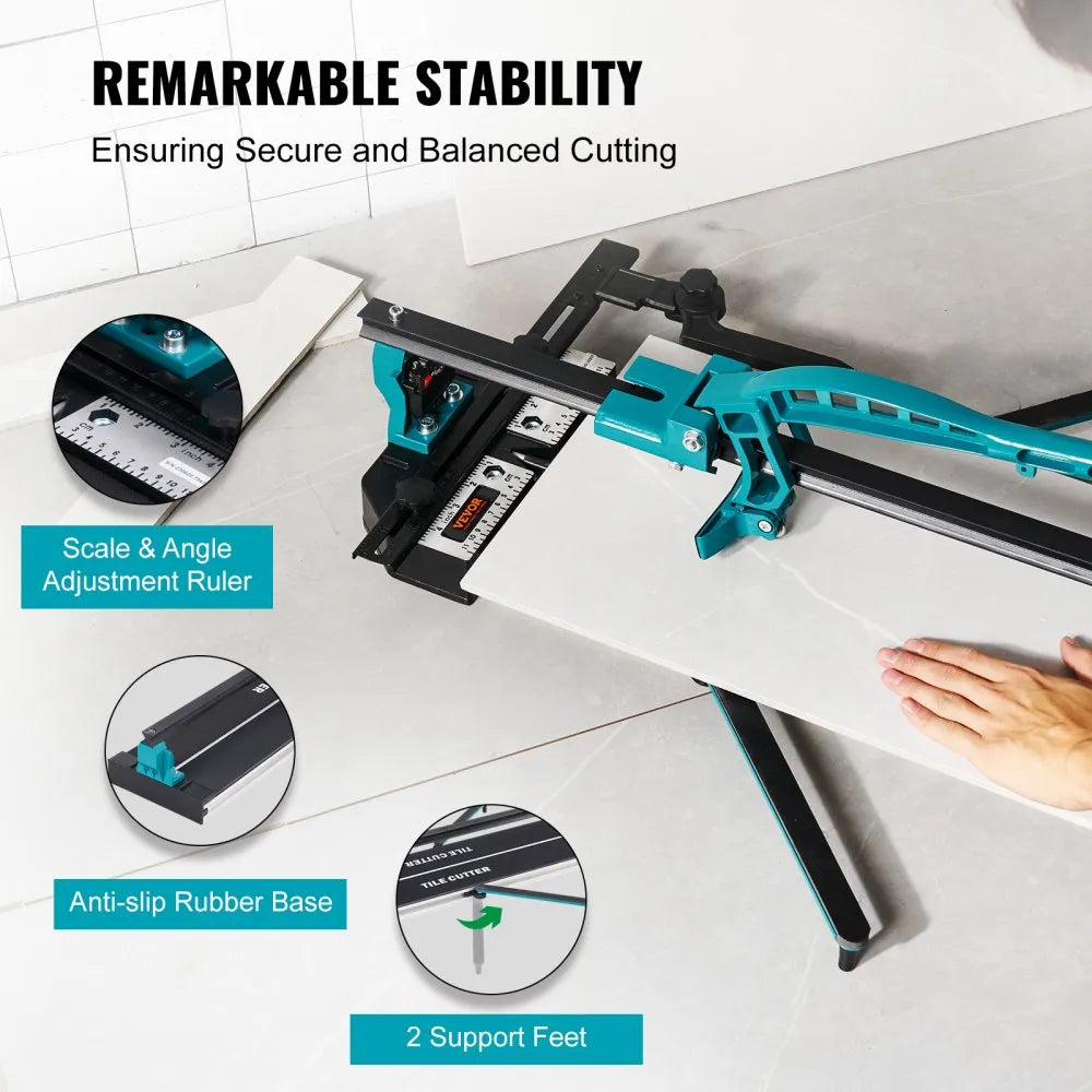 VEVOR Manual Tile Cutter, 32 inch, Porcelain Ceramic Tile Cutter with Tungsten Carbide Cutting Wheel, Infrared Positioning, Anti-Skid Feet, Durable Rails for professional installers or beginners