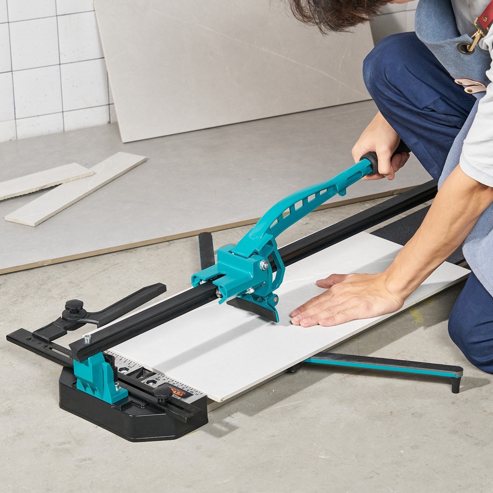VEVOR Manual Tile Cutter, 48 inch, Porcelain Ceramic Tile Cutter with Tungsten Carbide Cutting Wheel, Infrared Positioning, Anti-Skid Feet, Durable Rails for professional installers or beginners