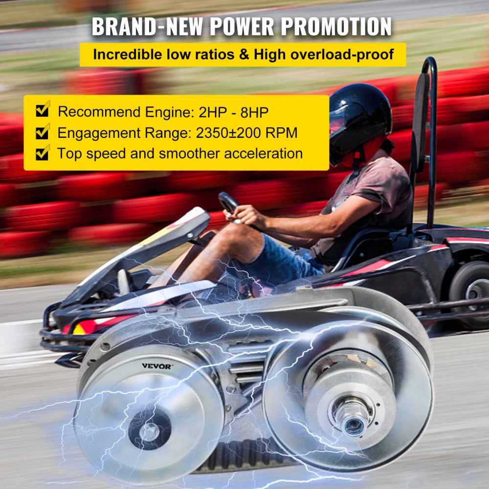 VEVOR Torque Converter 4-7HP Go Kart Clutch 1Inch Replaces Comet TAV2 Manco 10T 40 or 41 and 12T 35 Chain Drive Belt (1\