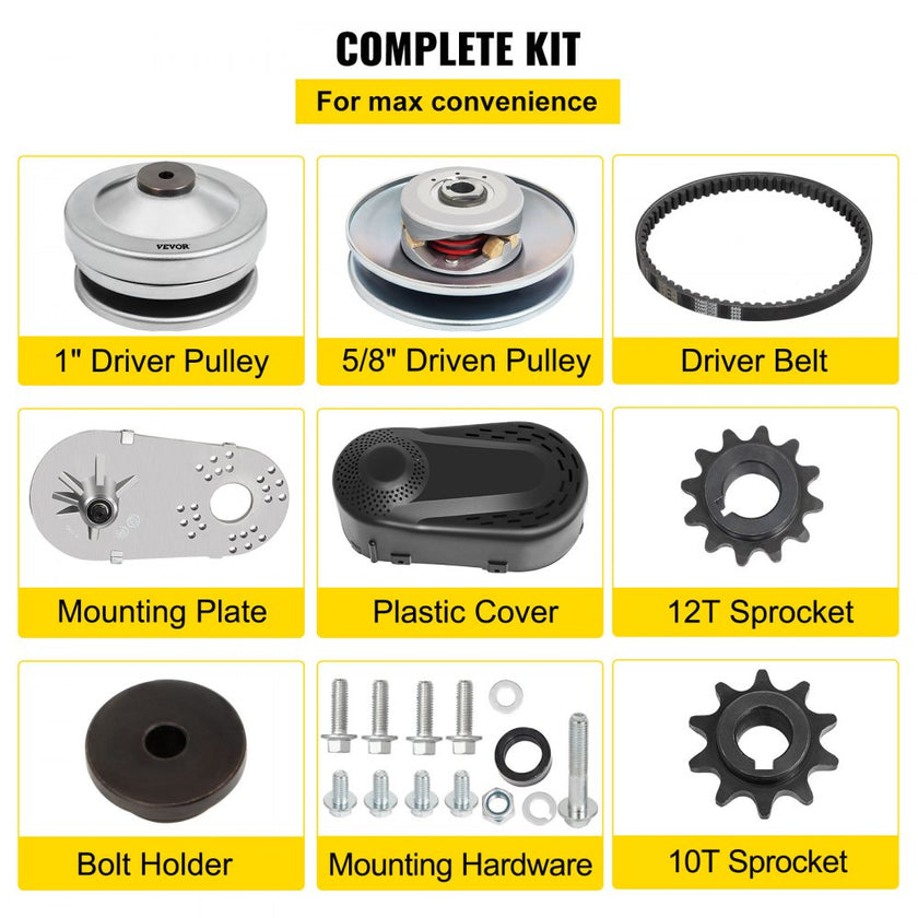 VEVOR Torque Converter 4-7HP Go Kart Clutch 1Inch Replaces Comet TAV2 Manco 10T 40 or 41 and 12T 35 Chain Drive Belt (1\