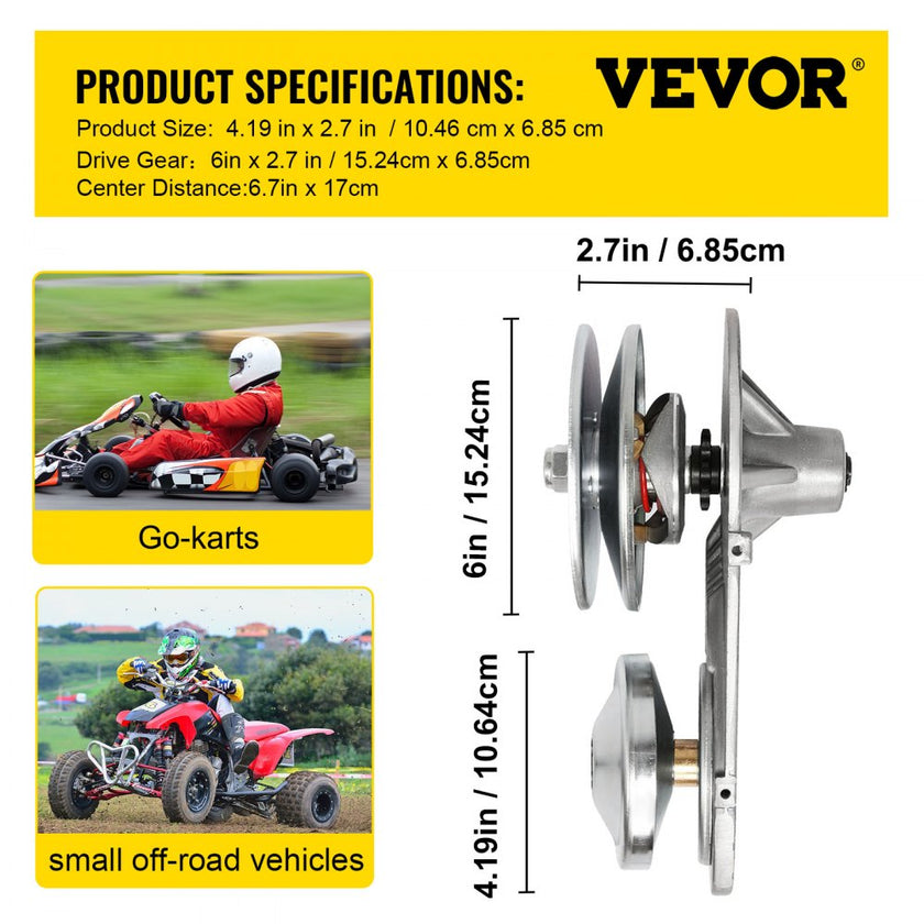 VEVOR Torque Converter 4-7HP Go Kart Clutch 1Inch Replaces Comet TAV2 Manco 10T 40 or 41 and 12T 35 Chain Drive Belt (1\