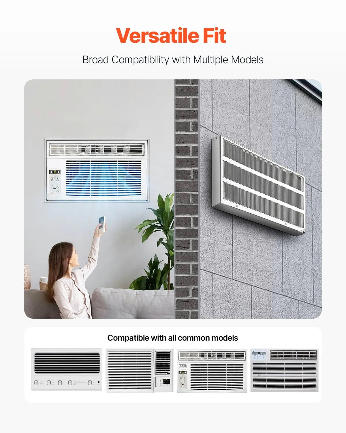 VEVOR Air Conditioner Wall Sleeve 26 in with Exterior Grille Wall AC Sleeve
