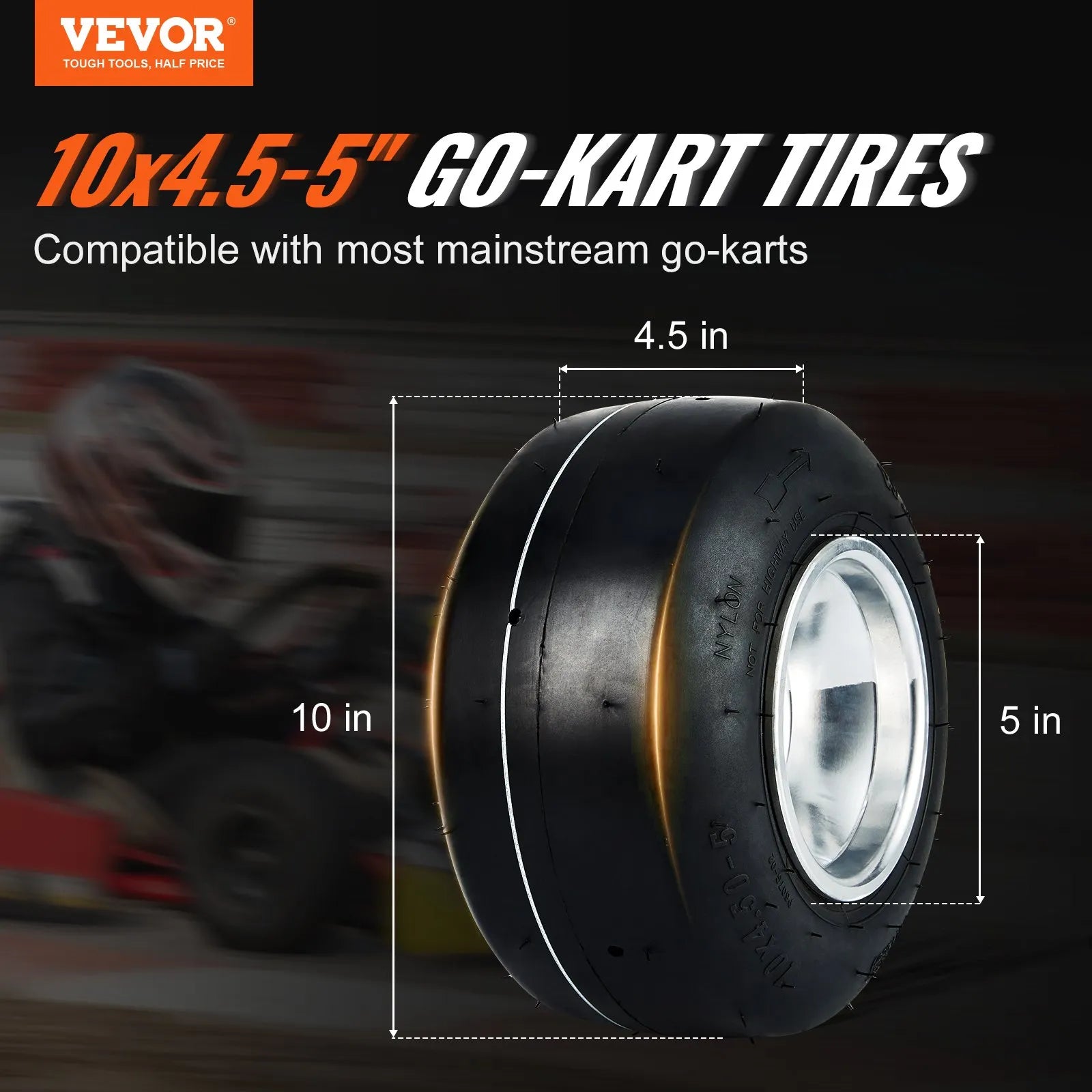 VEVOR Go Kart Tires and Rims, 10x4.5-5
