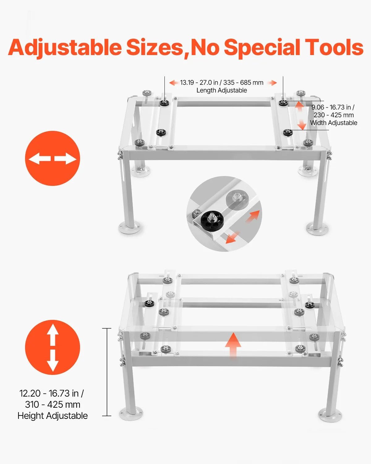 VEVOR Mini Split Ground Stand Adjustable for 9000-24000 BTU 200kg Load