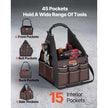 13-Inch Tool Bag with 45 Pockets – Heavy-Duty Open Top Tool Tote with Shoulder Strap