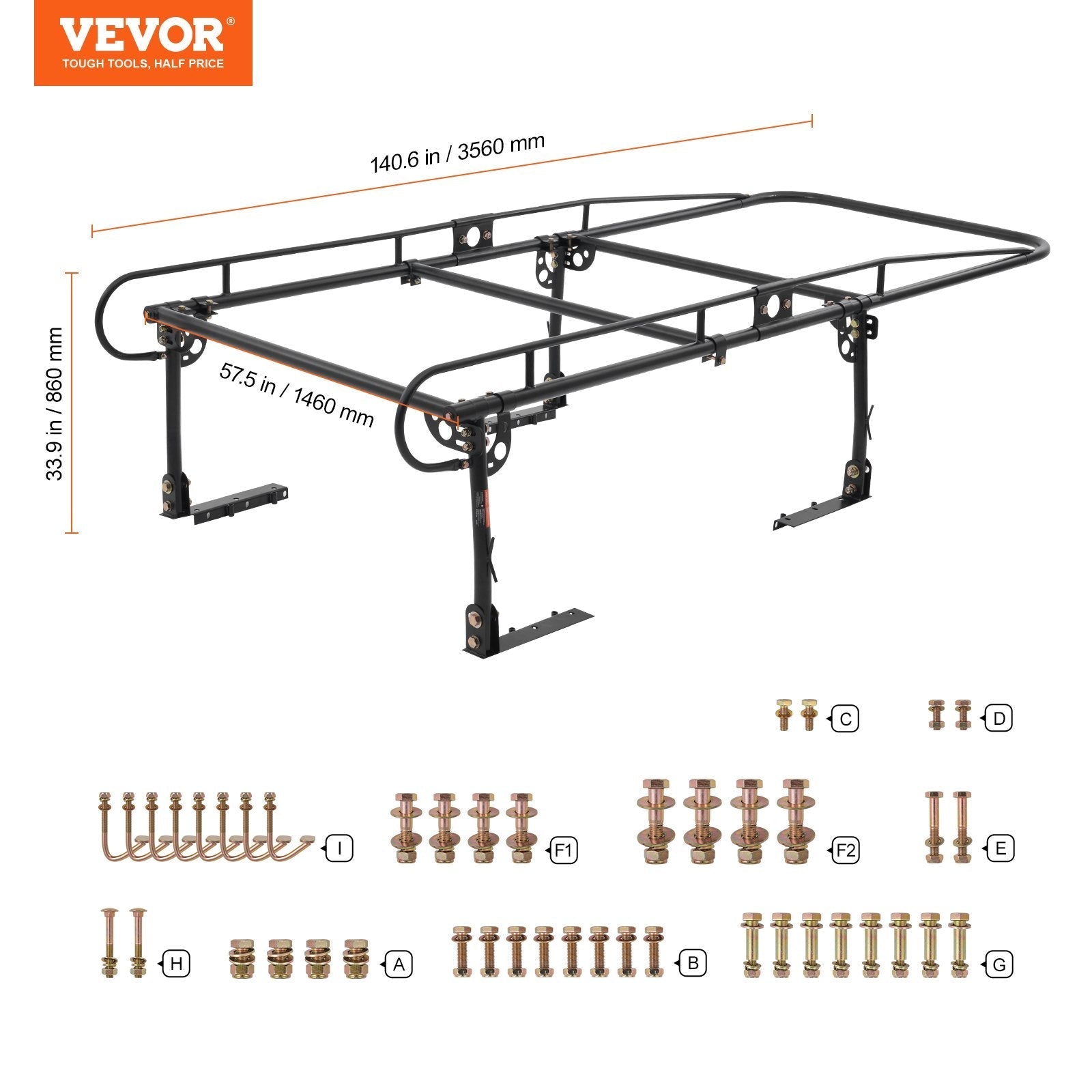 VEVOR Truck Rack Pick up Ladder Rack 1000lbs Capacity 43.3