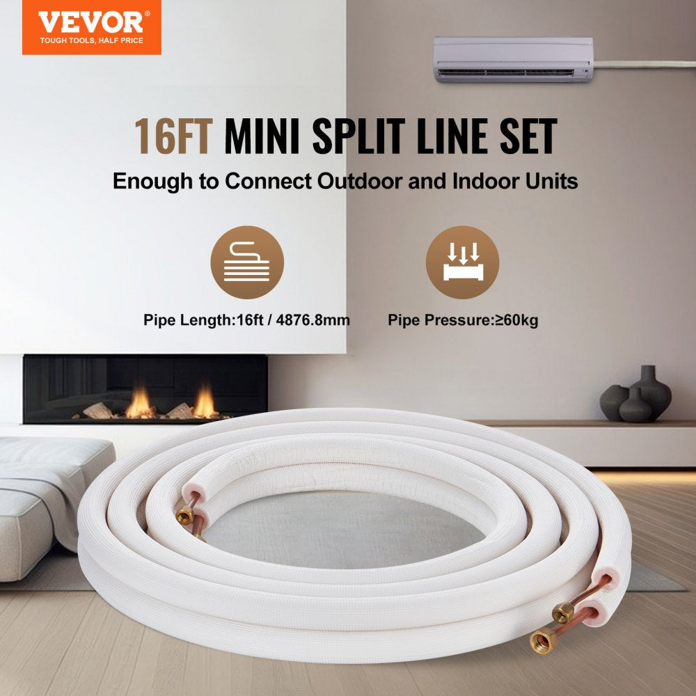 VEVOR 16FT Mini Split Line Set, 1/4