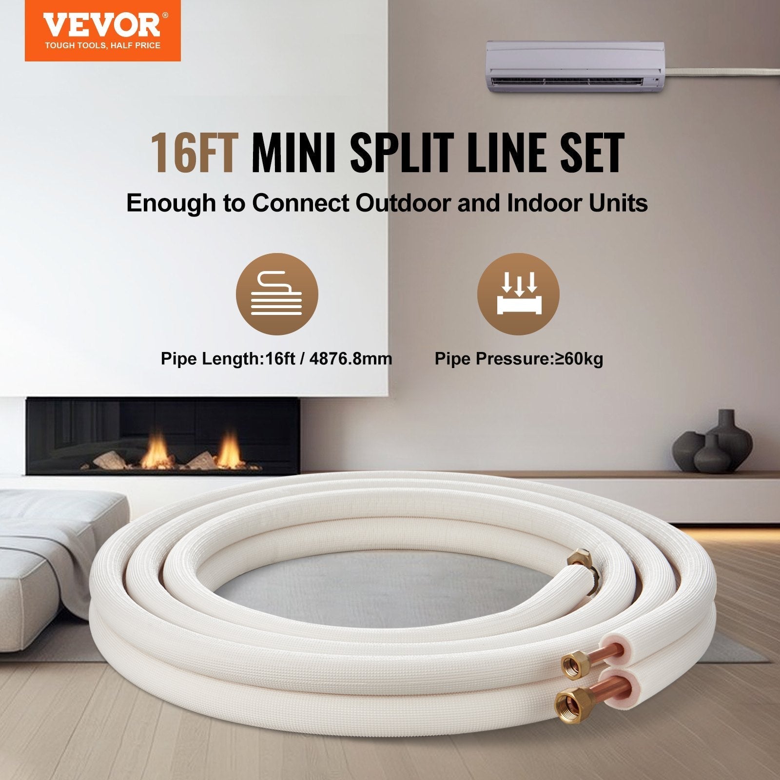 VEVOR 16FT Mini Split Line Set, 3/8