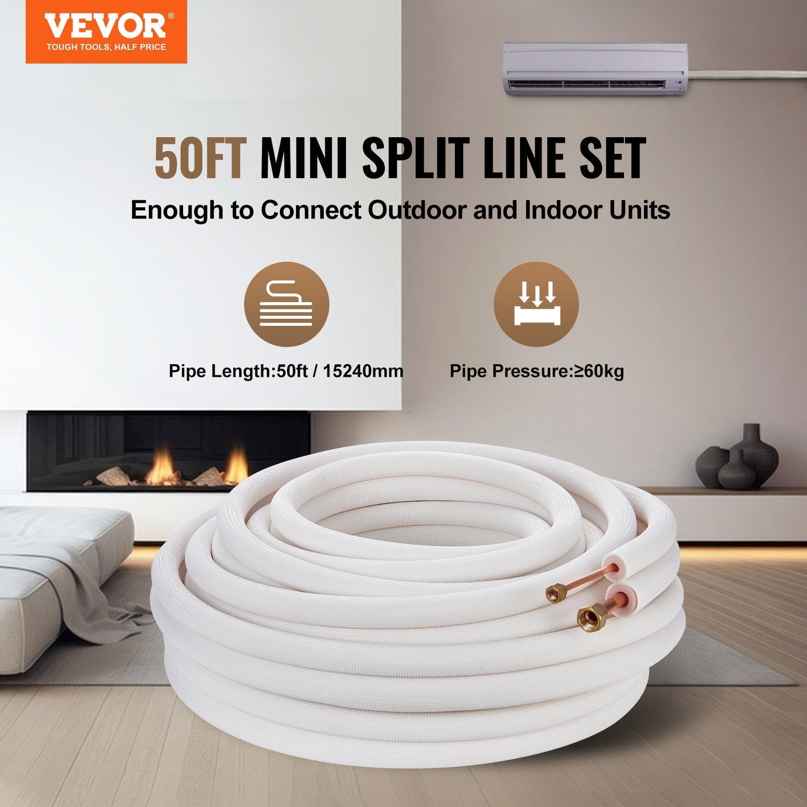 VEVOR 50FT Mini Split Line Set, 1/4