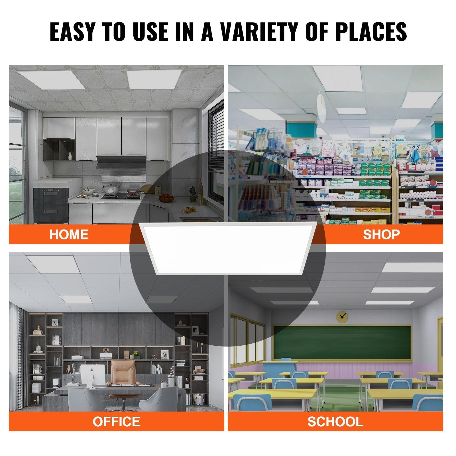 VEVOR 1 Pack 2x4 FT LED Flat Panel Light, 6000LM 50W, Surface Mount LED Drop Ceiling Light Fixture with Adjustable Color Temperature 3500K/4000K/5000K, Ultra Thin for Home Off Tested to UL Standards