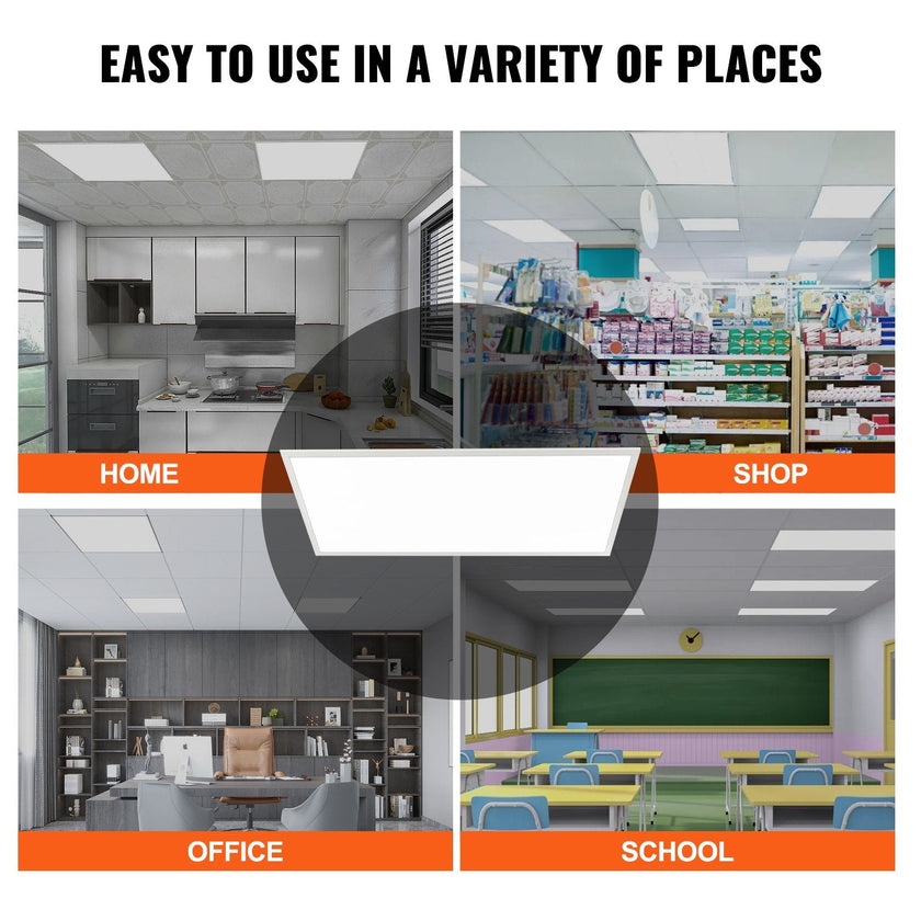 VEVOR 1 Pack 2x4 FT LED Flat Panel Light, 6000LM 50W, Surface Mount LED Drop Ceiling Light Fixture with Adjustable Color Temperature 3500K/4000K/5000K, Ultra Thin for Home Off Tested to UL Standards