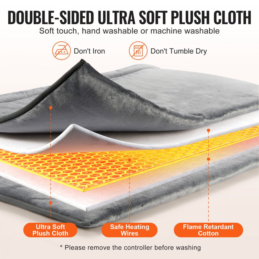 VEVOR Electric Heated Foot Warmer Soft Flannel Foot Heating Pad 21.5