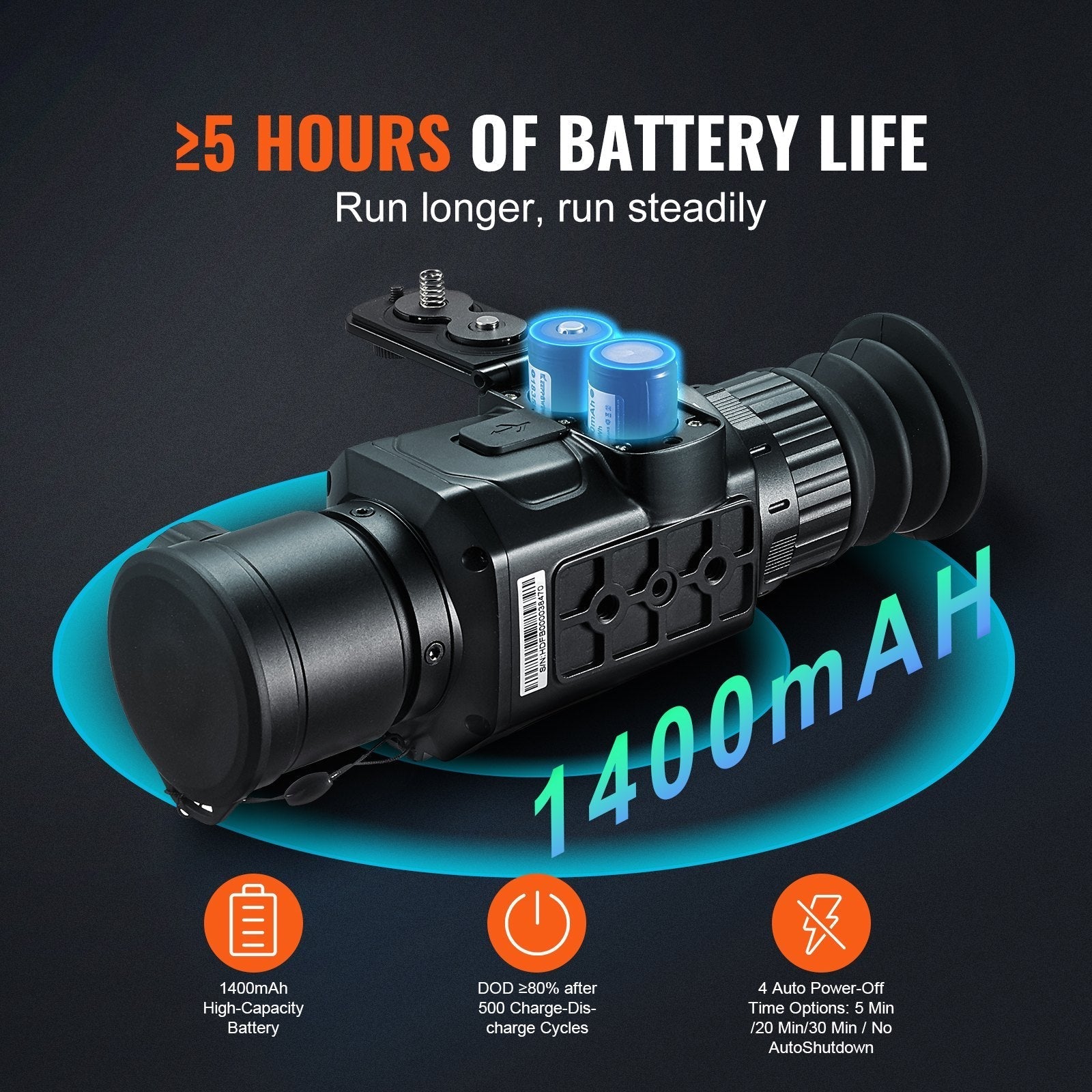 VEVOR Thermal Imager Monocular, 384x288 Resolution Hunting Imaging Telescope, IP54 Waterproof Thermal Camera with 1X -8X Zoom, 0.39
