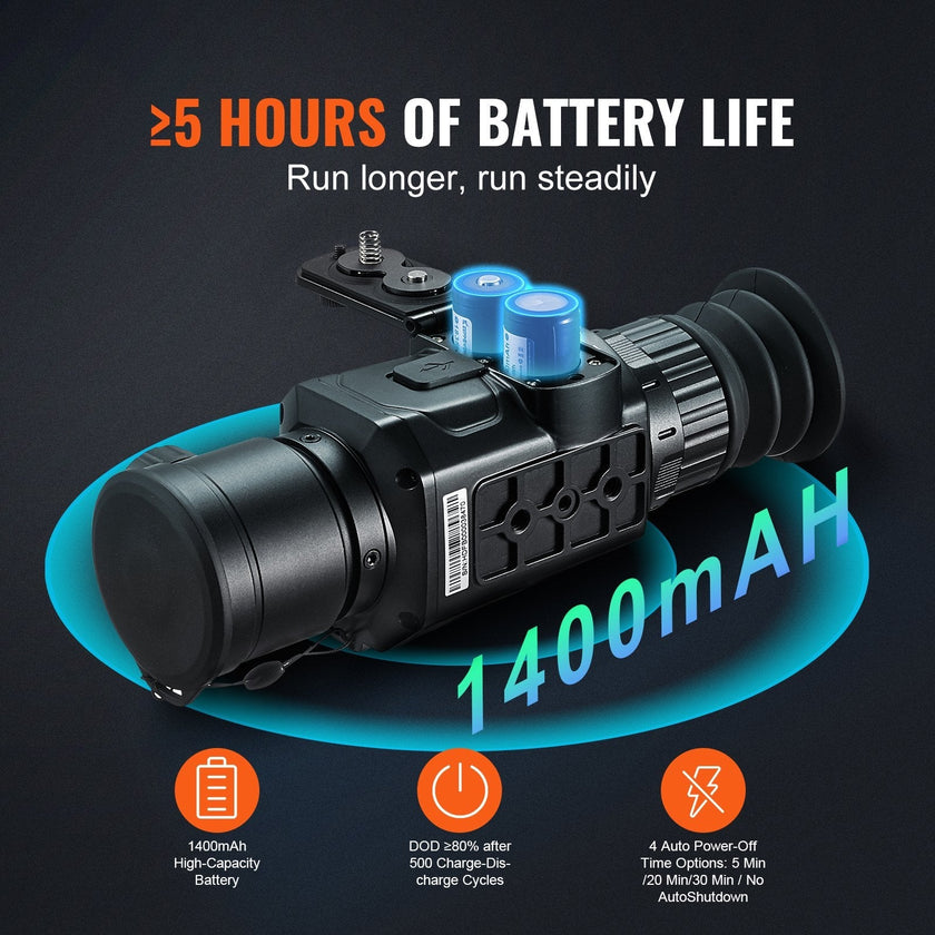 VEVOR Thermal Imager Monocular, 384x288 Resolution Hunting Imaging Telescope, IP54 Waterproof Thermal Camera with 1X -8X Zoom, 0.39