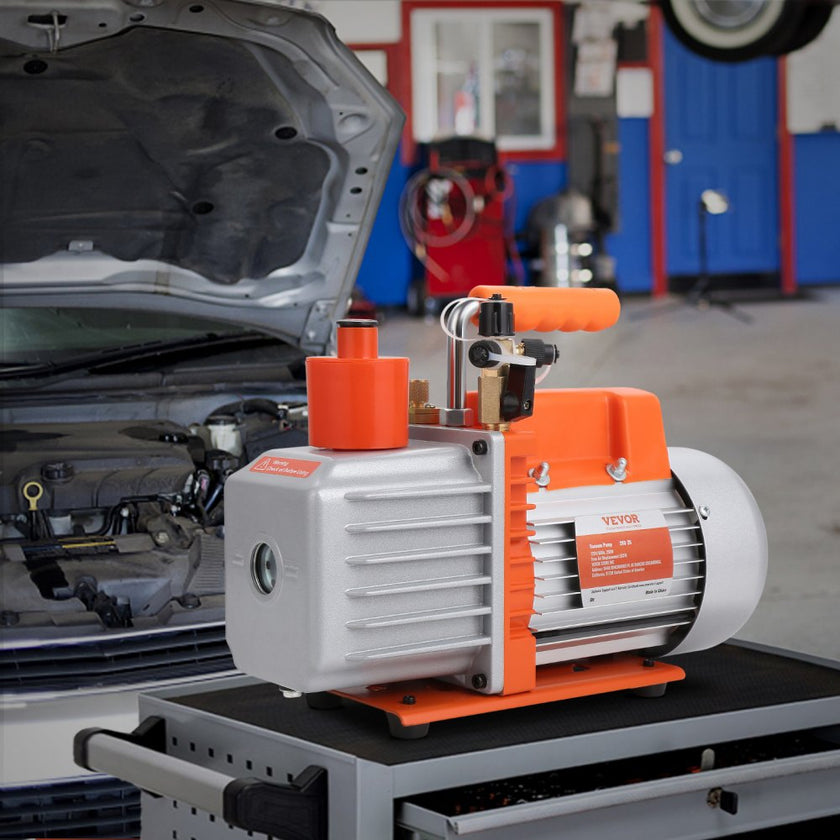 VEVOR 1/3 HP 2 Stage Rotary Vane Vacuum Pump, 5 CFM, 120V Air Conditioning Vacuum Pump, 1/4
