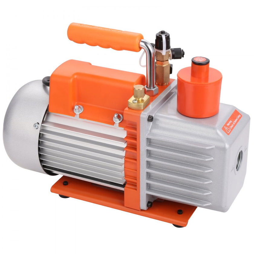 VEVOR 1/3 HP 2 Stage Rotary Vane Vacuum Pump, 5 CFM, 120V Air Conditioning Vacuum Pump, 1/4
