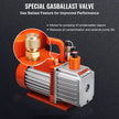 VEVOR 1/2 HP 2 Stage Rotary Vane Vacuum Pump, 5 CFM, 115V Air Conditioning Vacuum Pump, 1/4