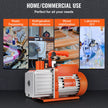 VEVOR 1/2 HP 2 Stage Rotary Vane Vacuum Pump, 5 CFM, 115V Air Conditioning Vacuum Pump, 1/4