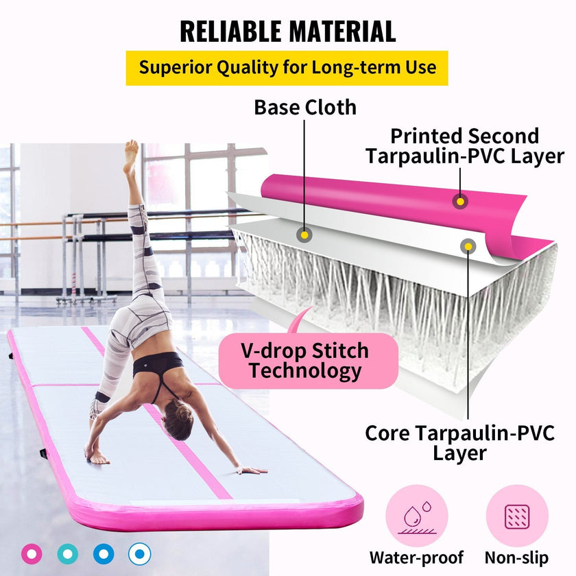 20FT Air Track Inflatable Airtrack Tumbling Gymnastics Floor Mat Training Home