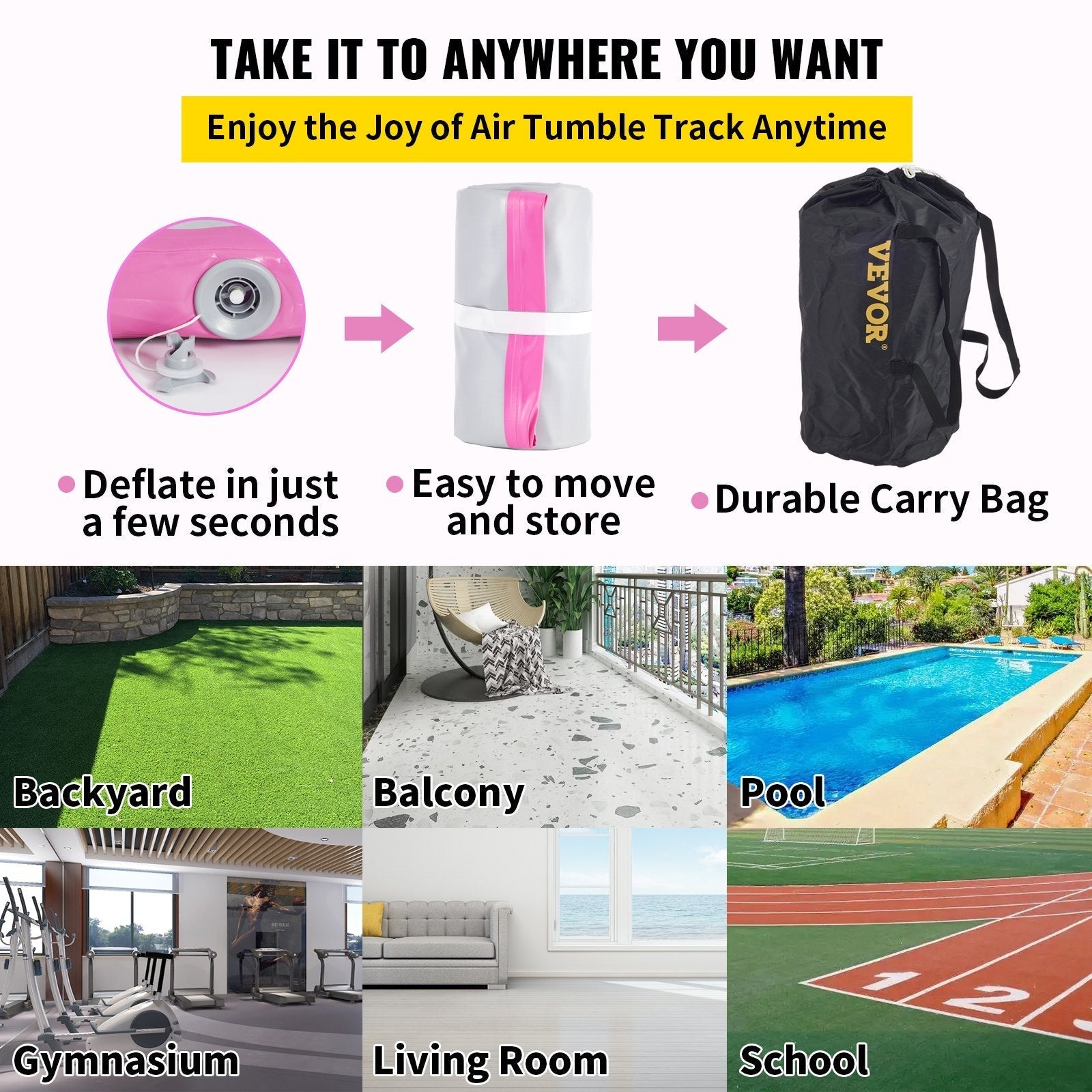 20FT Air Track Inflatable Airtrack Tumbling Gymnastics Floor Mat Training Home