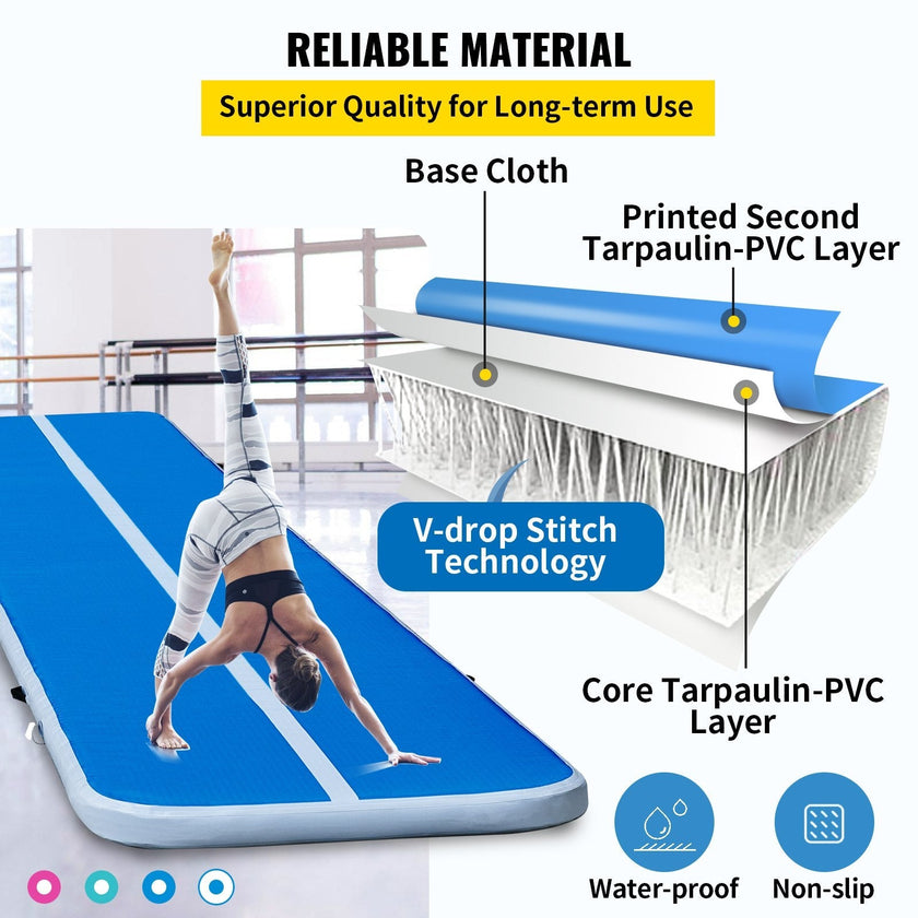 VEVOR 16FT Air Track Inflatable Airtrack Tumbling Gymnastics Mat Yoga Training