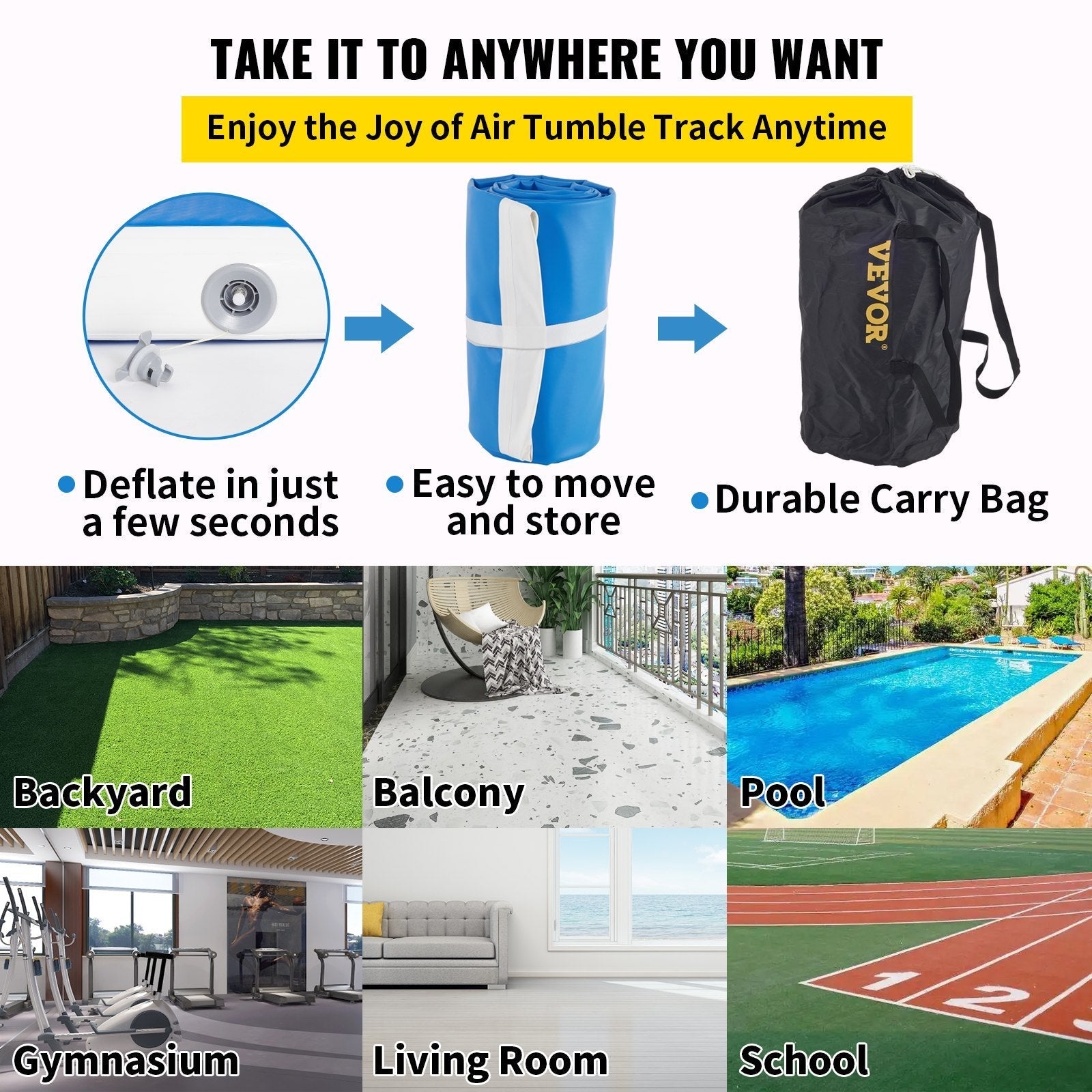 Air Track Mat 20FT Airtrack Inflatable Floor Gymnastics Tumbling Mat Training