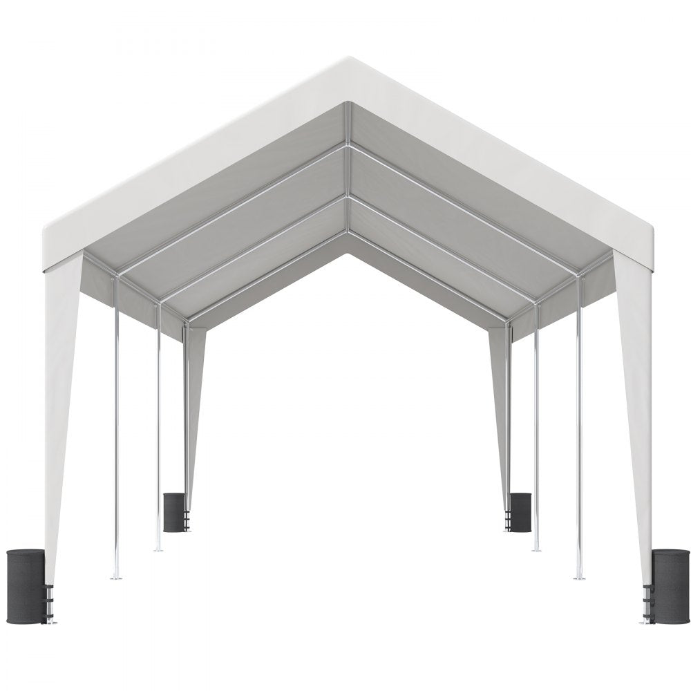 VEVOR Carport, Heavy Duty 10x20ft Car Canopy, Outdoor Garage Shelter with 8 Reinforced Poles and 4 Weighted Bags, UV Resistant Waterproof Portable Instant Car Garage Tent for Party Garden Boat, White