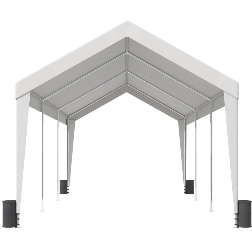 VEVOR Carport, Heavy Duty 10x20ft Car Canopy, Outdoor Garage Shelter with 8 Reinforced Poles and 4 Weighted Bags, UV Resistant Waterproof Portable Instant Car Garage Tent for Party Garden Boat, White
