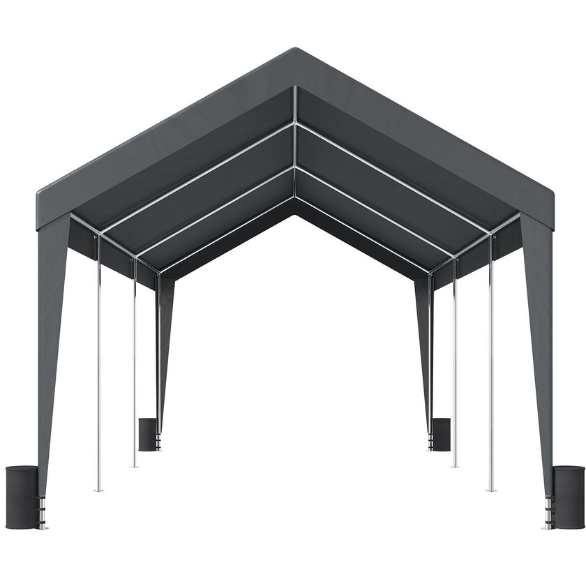 VEVOR Carport, Heavy Duty 10 x 20ft Car Canopy, Outdoor Garage Shelter with 8 Reinforced Poles and 4 Weighted Bags, UV Resistant Waterproof Instant Car Garage Tent for Party Garden Boat, Darkgray