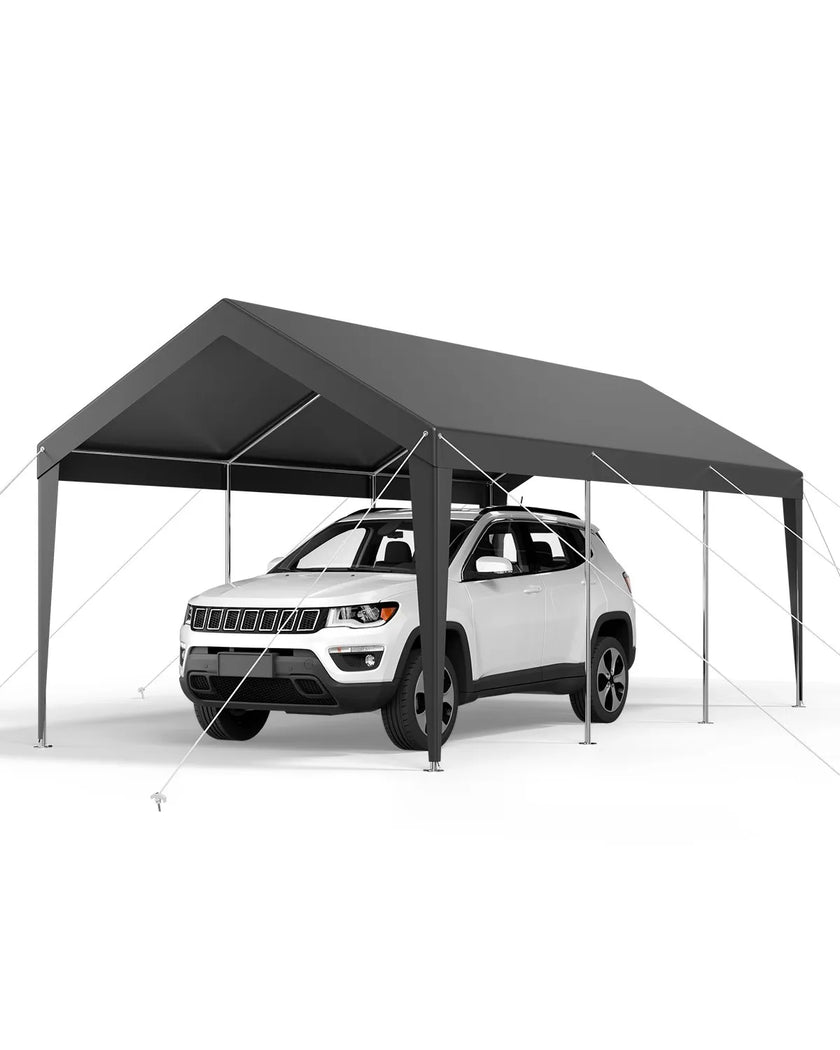VEVOR Carport Car Canopy 10 x 20 FT Heavy Duty Portable Car Shelter Tent Grey