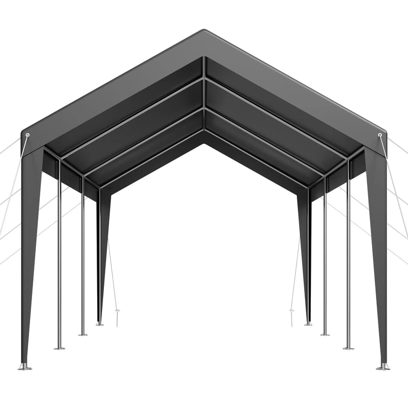 VEVOR Carport Car Canopy 10 x 20 FT Heavy Duty Portable Car Shelter Tent Grey