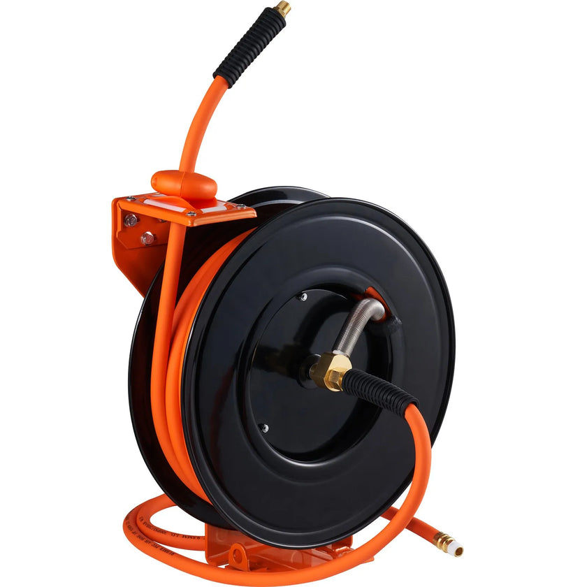 VEVOR Retractable Air Hose Reel 3/8 IN x 50 FT Hybrid Air Hose Max 300 PSI