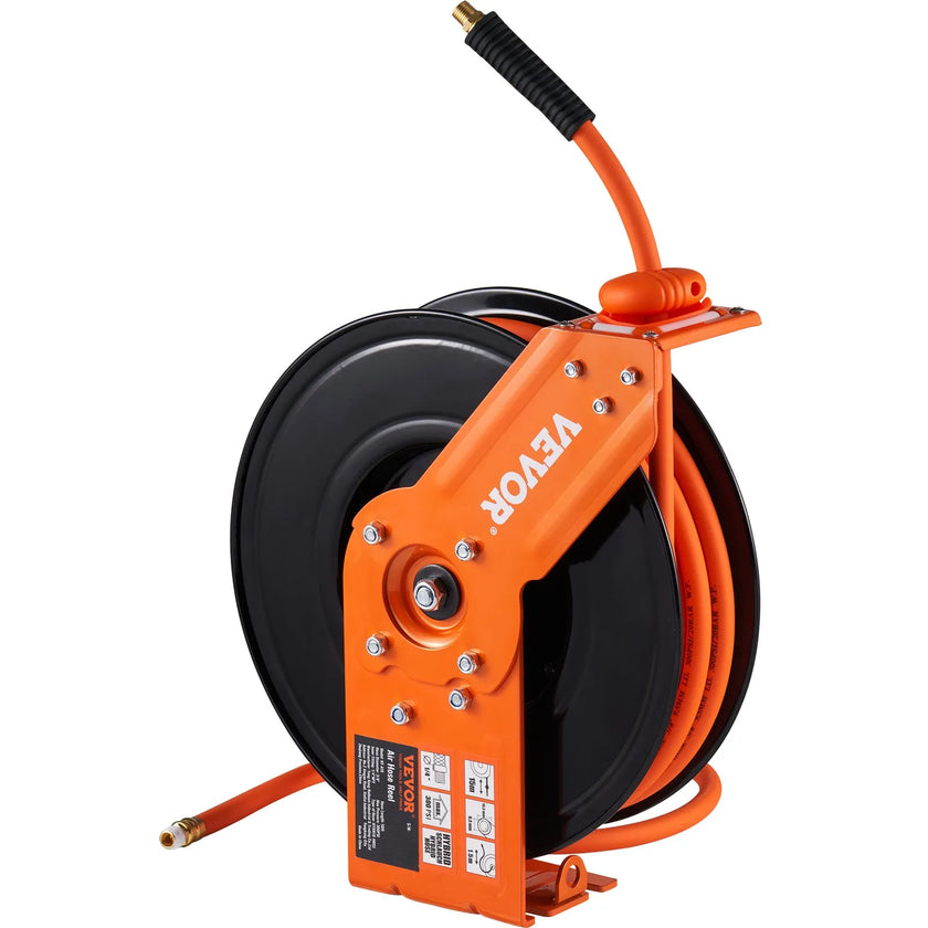 VEVOR Retractable Air Hose Reel 3/8 IN x 50 FT Hybrid Air Hose Max 300 PSI