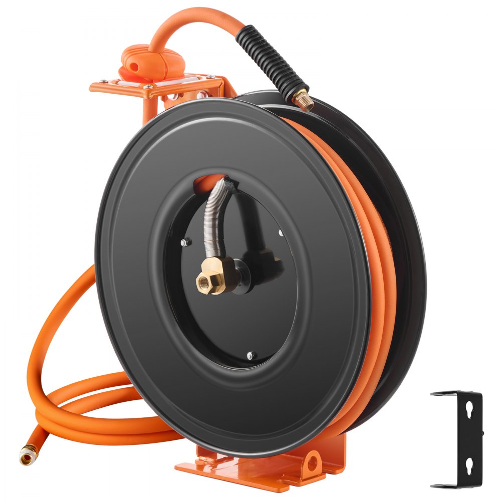 VEVOR Retractable Air Hose Reel 3/8 IN x 50FT Rubber Air Hose Reel Max 300 PSI