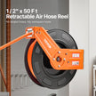 VEVOR Retractable Air Hose Reel 1/2 IN x 50 FT Hybrid Air Hose Reel Max 300 PSI