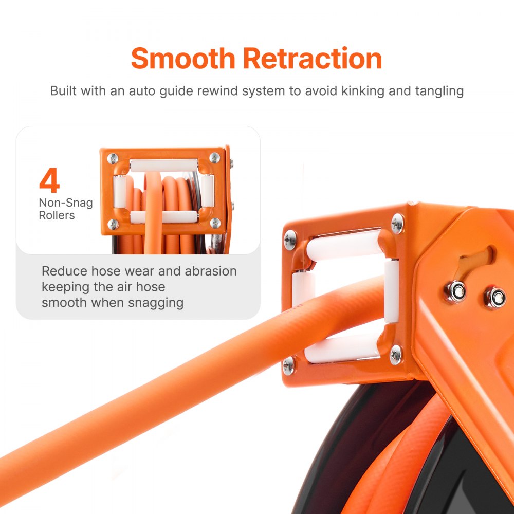 VEVOR Retractable Air Hose Reel 1/2 IN x 50 FT Hybrid Air Hose Reel Max 300 PSI