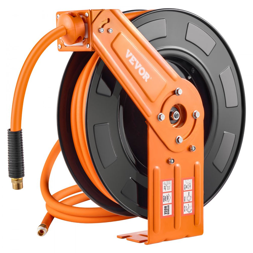 VEVOR Retractable Air Hose Reel 1/2 IN x 50 FT Hybrid Air Hose Reel Max 300 PSI