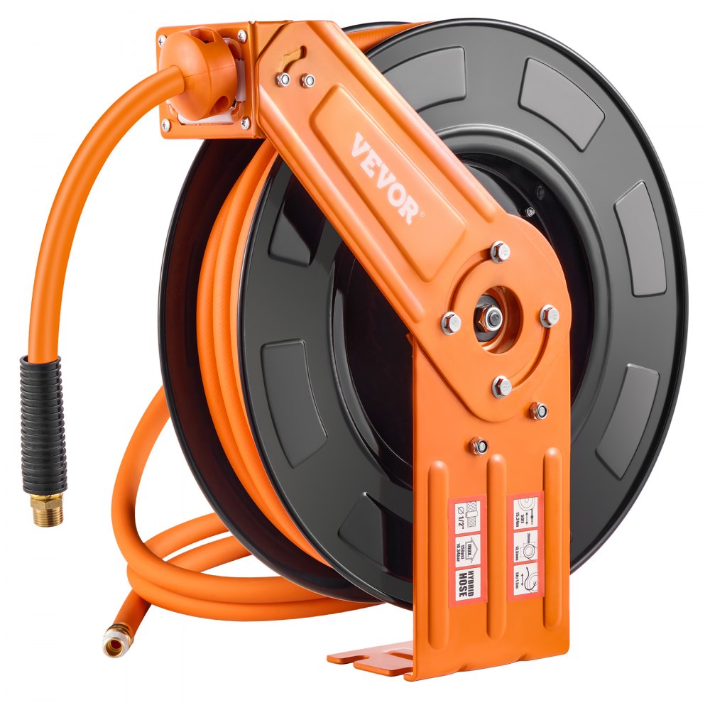 VEVOR Retractable Air Hose Reel 1/2 IN x 50 FT Hybrid Air Hose Reel Max 300 PSI