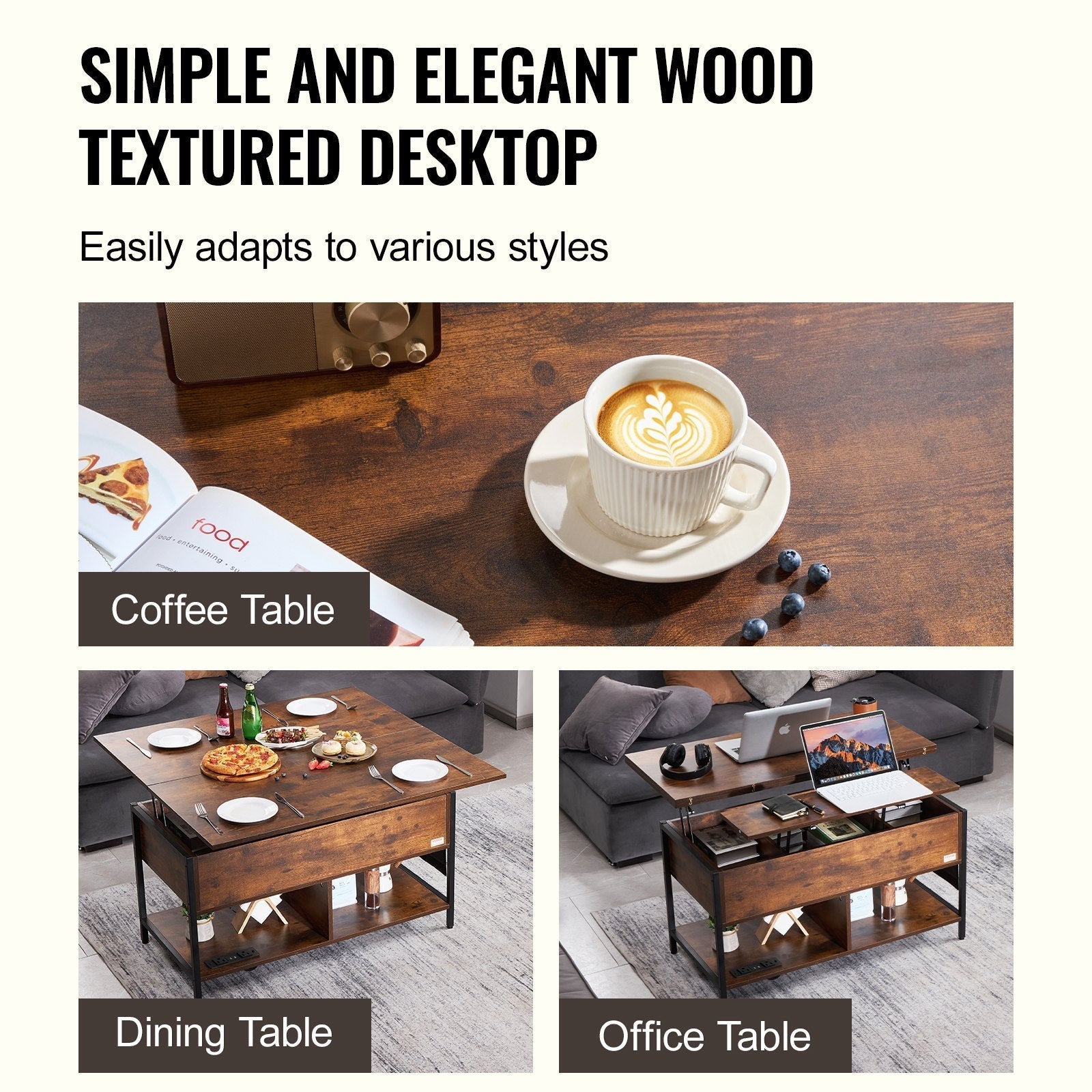VEVOR Lift Top Coffee Table 39.4