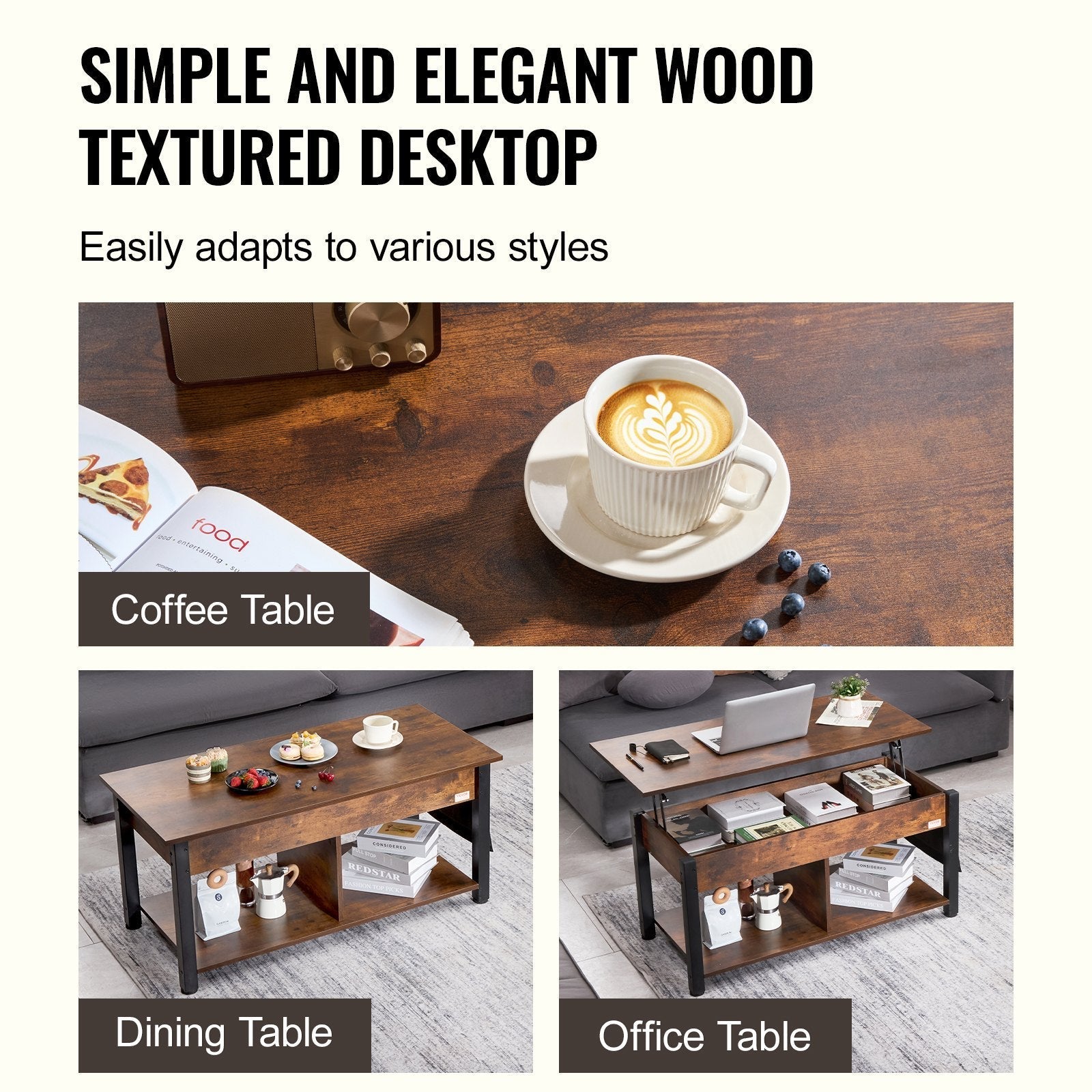 VEVOR Lift Top Coffee Table 41.7