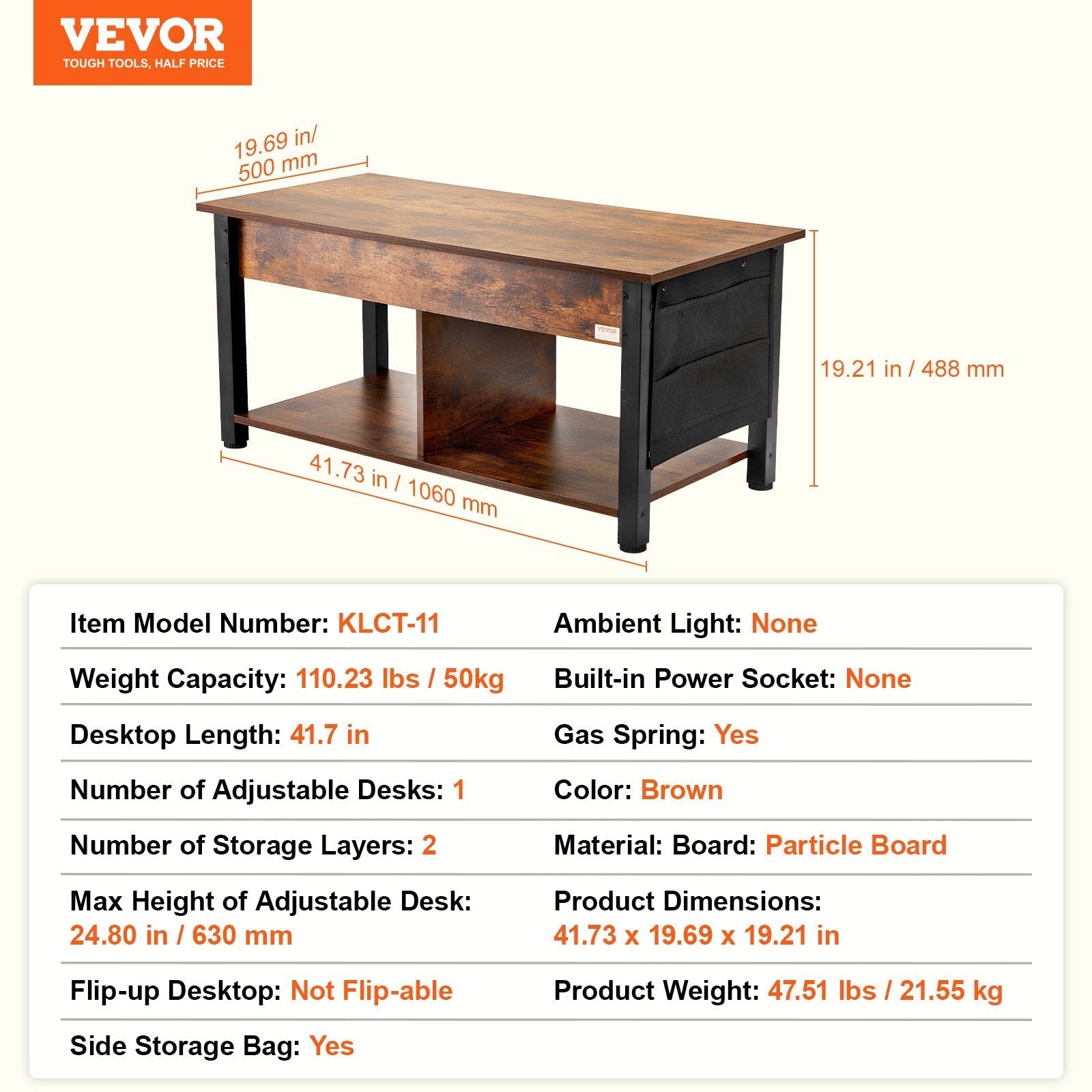 VEVOR Lift Top Coffee Table 41.7