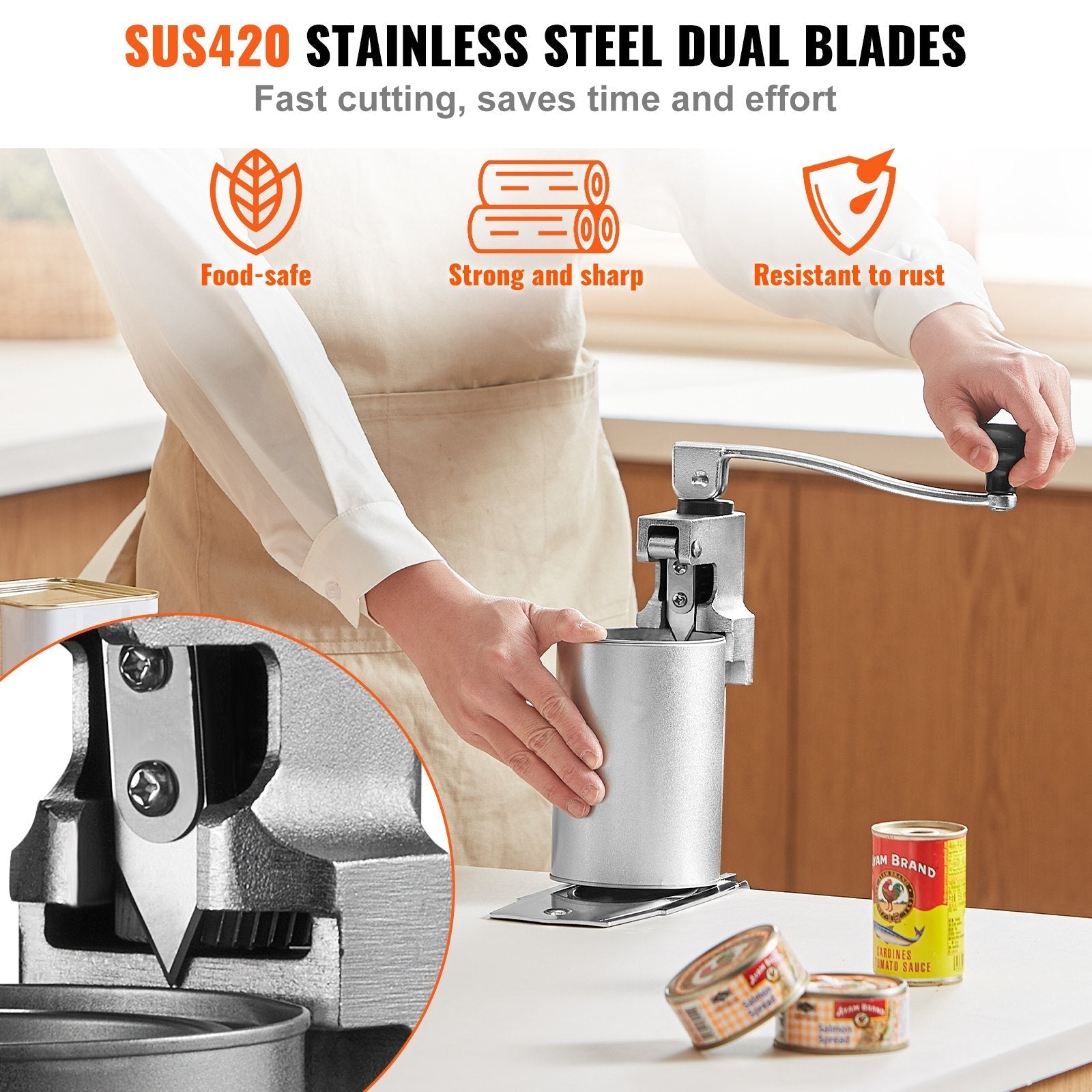 VEVOR Manual Can Opener, Commercial Table Opener for Large Cans, Heavy Duty Can Opener with Base, Adjustable Height Industrial Jar Opener For Cans Up to 11.8