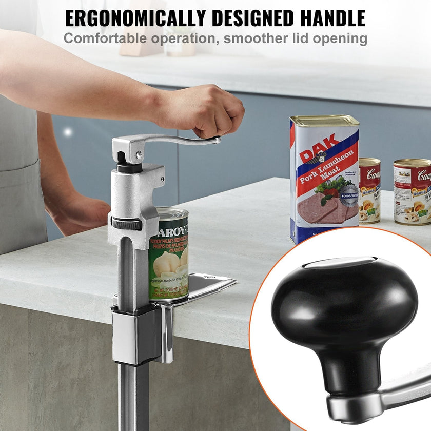 VEVOR Manual Can Opener, Commercial Table Opener for Large Cans, Heavy Duty Can Opener with Base, Adjustable Height Industrial Jar Opener For Cans Up to 11.8