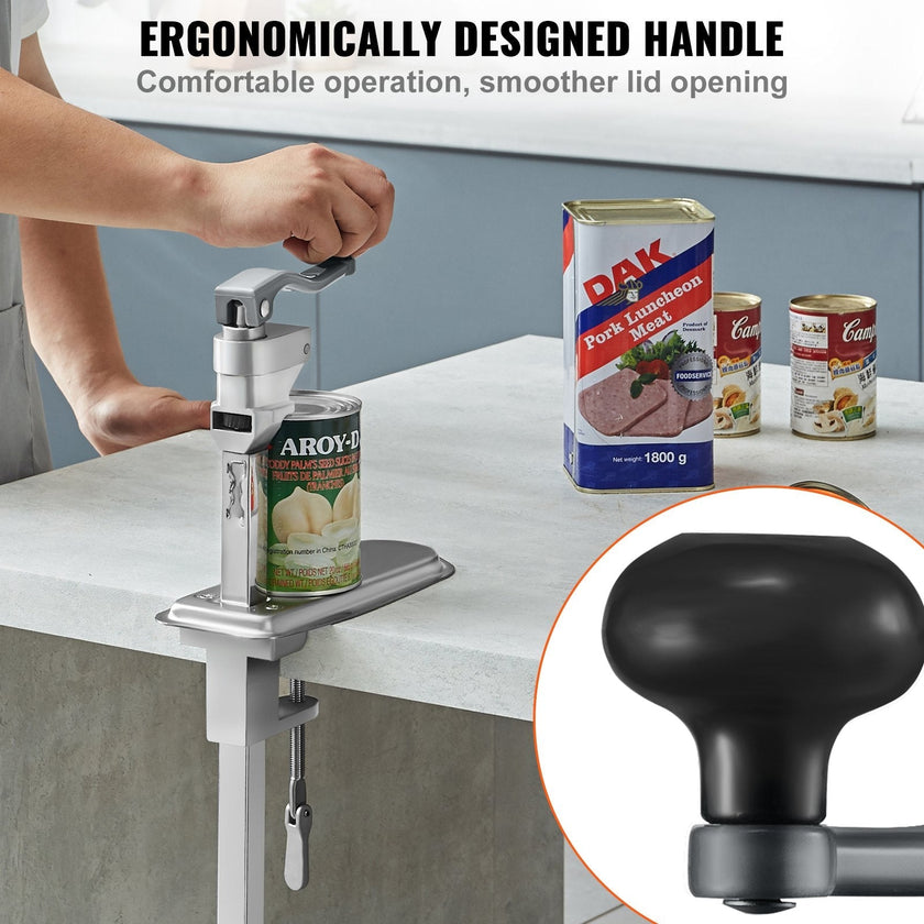 VEVOR Manual Can Opener, Commercial Table Clamp Opener for Large Cans, Heavy Duty Can Opener with Base, Adjustable Height Industrial Jar Opener For Cans Up to 11.8