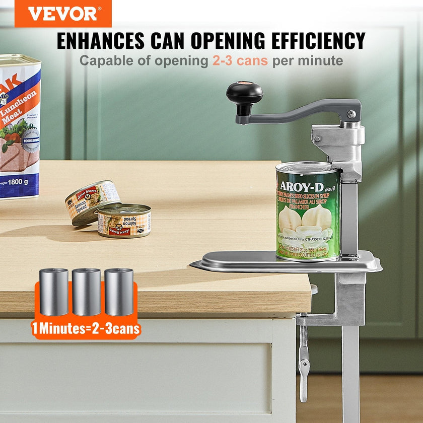 VEVOR Manual Can Opener, Commercial Table Clamp Opener for Large Cans, Heavy Duty Can Opener with Base, Adjustable Height Industrial Jar Opener For Cans Up to 15.7