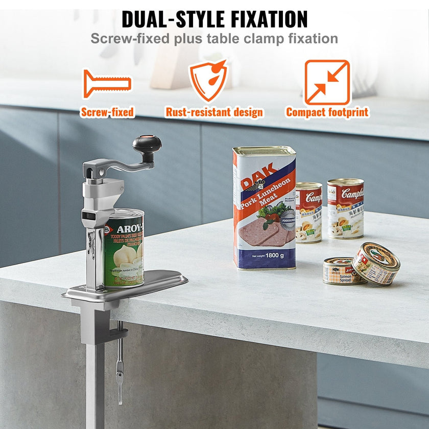 VEVOR Manual Can Opener, Commercial Table Clamp Opener for Large Cans, Heavy Duty Can Opener with Base, Adjustable Height Industrial Jar Opener For Cans Up to 15.7
