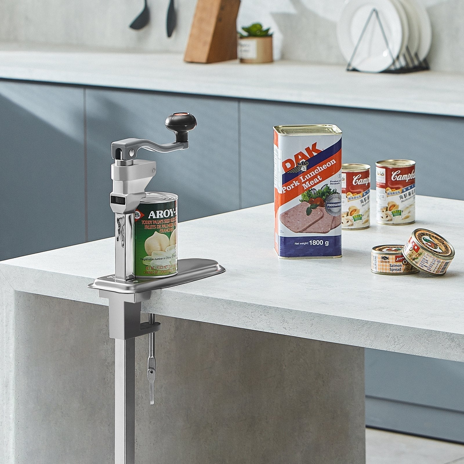 VEVOR Manual Can Opener, Commercial Table Clamp Opener for Large Cans, Heavy Duty Can Opener with Base, Adjustable Height Industrial Jar Opener For Cans Up to 15.7