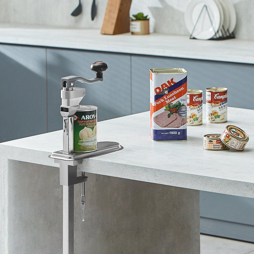VEVOR Manual Can Opener, Commercial Table Clamp Opener for Large Cans, Heavy Duty Can Opener with Base, Adjustable Height Industrial Jar Opener For Cans Up to 15.7