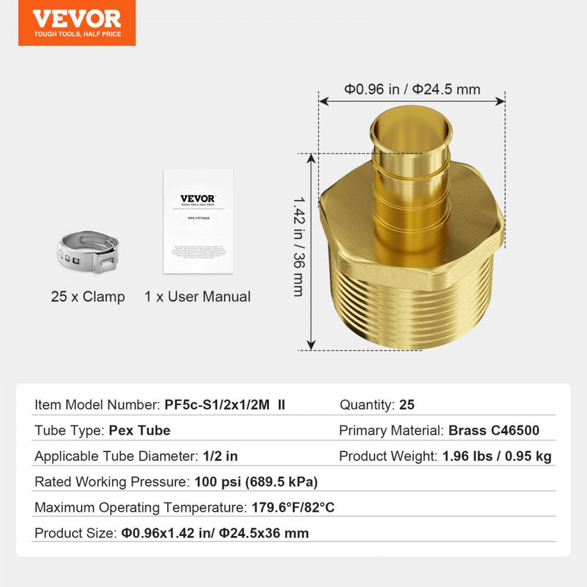 VEVOR Pipe Fittings 1/2